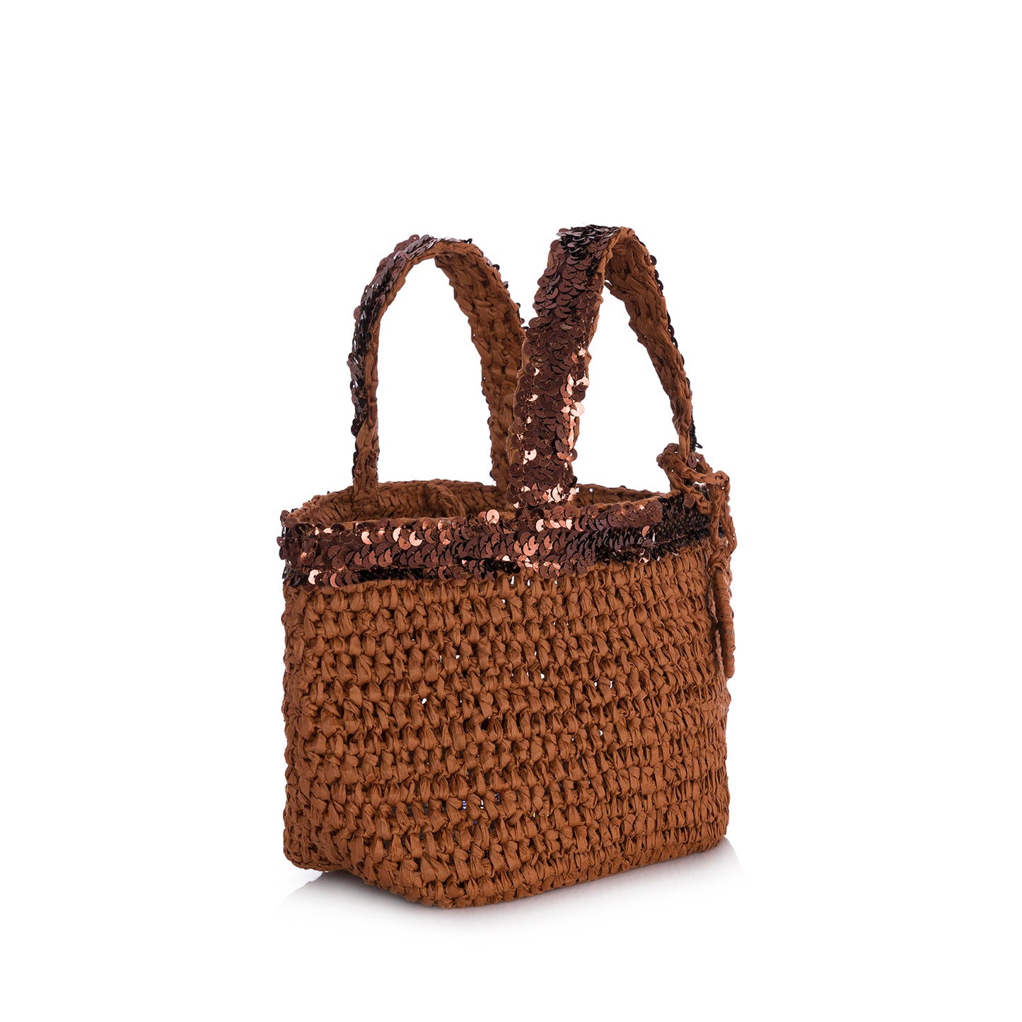 MICRO LOULOU IN CARAMEL CAFÉ SEQUIN