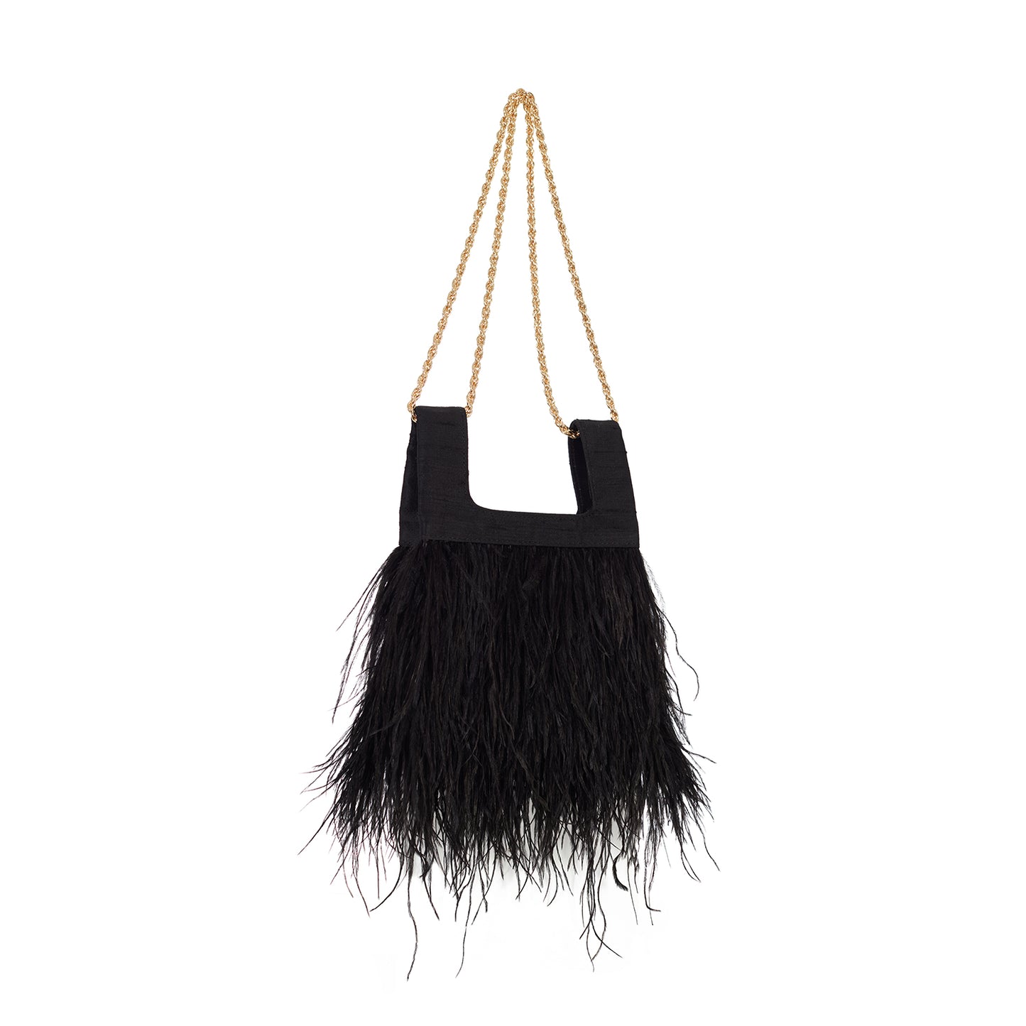 Micro Ines in Black silk with feather