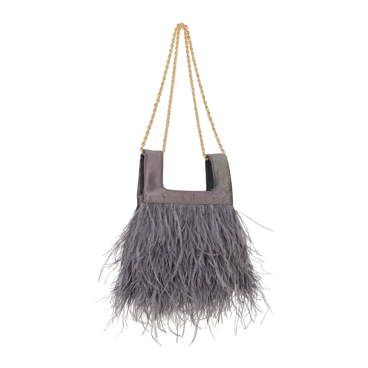 Micro Ines in Silver silk with feather