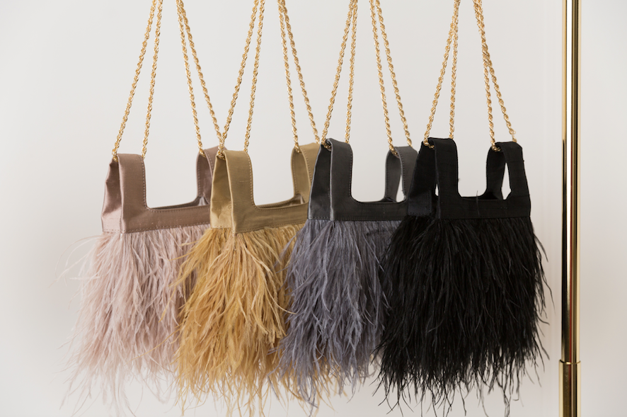 Micro Ines in Black silk with feather