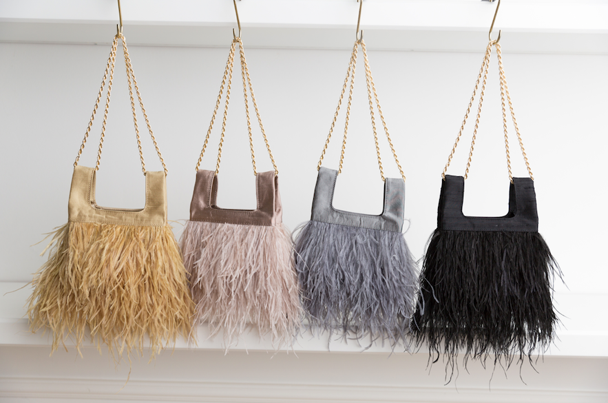 Micro Ines in Black silk with feather